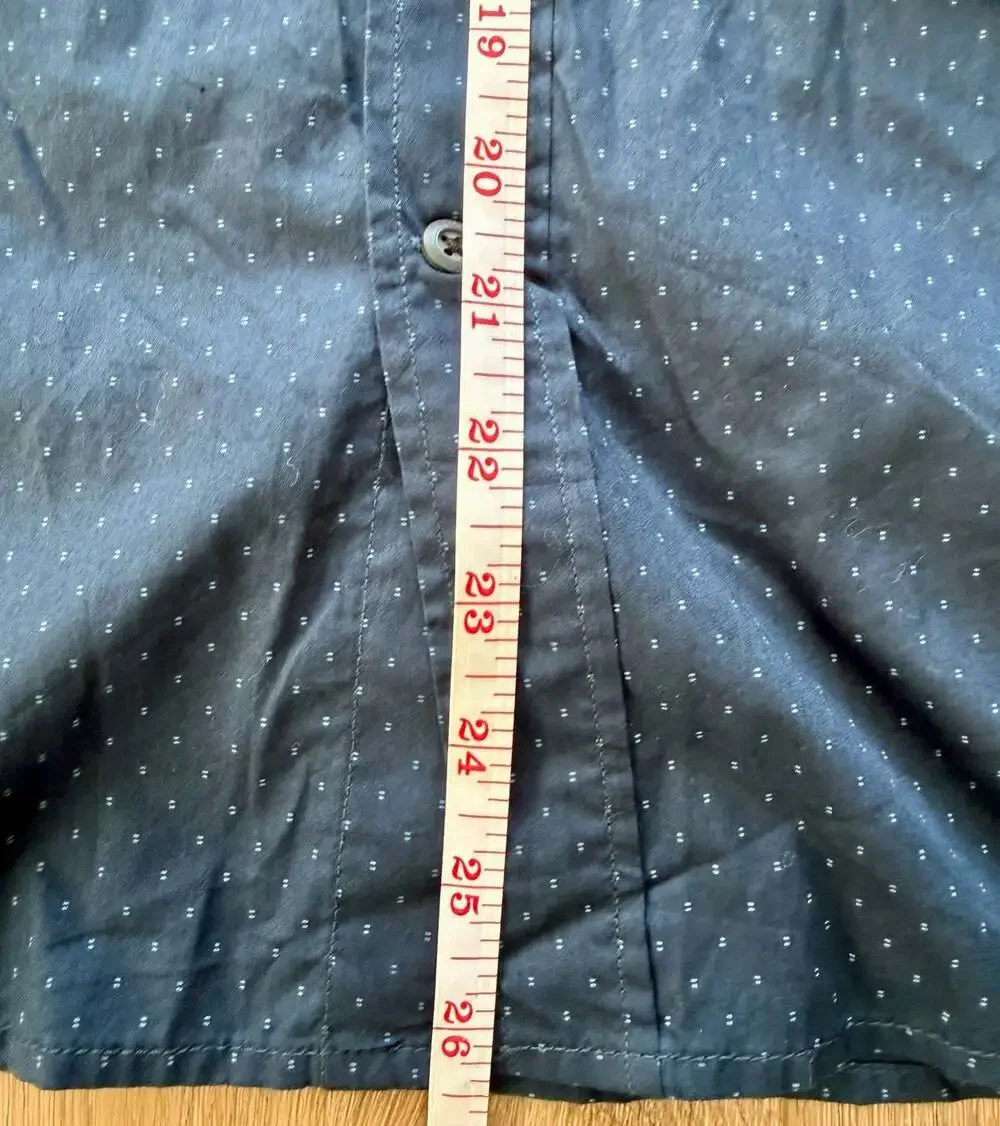 Banana Republic Custom 078 Wash Shirt Tailored Slim Fit Navy Dot Print